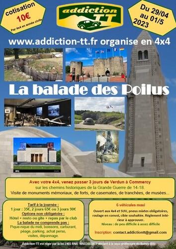 Le club de 4x4 addiction tt organise la balade des poilus du 29 avril au 1 mai 2023